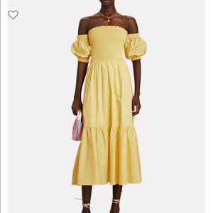 INTERMIX Aubrey Smocked Poplin Midi Dress